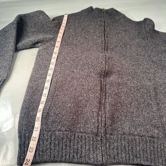 LL Bean Wool Zip Up Cardigan Sweater Men Pockets Long Sleeve Gray - Picture 3 of 16